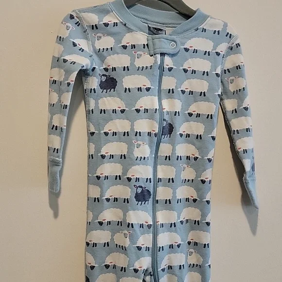 Hanna Andersson Organic Zip Pajamas in Blue Sheep Print 2T 85cm easter - Picture 6 of 8